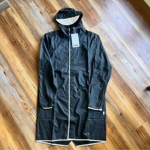 RAINS NEW Long Reflective Black Rain Coat Size Medium